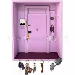 Decorative Purple Wooden Keys Storage Rack