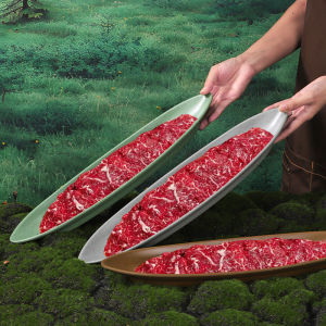 Mountain Wild Style Hot Pot Dining Utensils Sour Soup Beef  Cut Snowflake Beef Loin Boat Shaped Beef Hot Pot Dish
