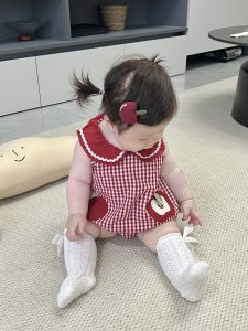 Summer Sleeveless Collar Check Onesie