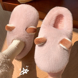 Dép Bông Mùa Đông 2025 Mới Cho Nam Và Nữ Trong Nhà Chống Trượt Ấm Áp Đế Bằng PVC Dép Lê Nhung Dễ Thương