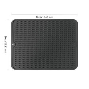 Heat Resistant Silicone Drying Mat Large Nordic Style Non Slip Kitchen Countertop Dish Drainer