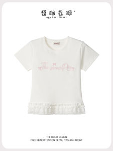 Sweet And Spicy Short Sleeve T-Shirt Womens Slim Fit round Neck Short Length Summer Top Cotton Polyester Blend Comfortable