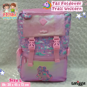 Tas Ransel Backpack Foldover Trail Unicorn / Foldover / Tas Sekolah Anak Perempuan Gendong Klip Unicorn Pink