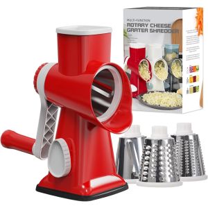 Máy Thái Thực Phẩm Đa Năng 3 Trong 1 Bằng Tay - Máy Bào Phô Mai Rau Củ & Máy Xay Hạt Với Hộp Đựng Trong Suốt Thân Thiện Với Môi Trường Làm Từ Thép Không Gỉ