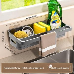 Kitchen Sink Organizer Food-safe Drain Rack Self-draining Shelf Sponge Dishcloth Holder for Healthy Kitchen Storage Use
