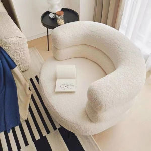 AOBIXIONG | White Sheepskin Lounge Chair