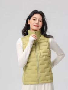 New National Standard Lightweight Short down Vest Womens Stand Collar Warm Outerwear Jacket Commute Style White Duck down