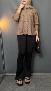 4 In One Set Korean Style Lebaran ( Tas+Bella Square+Blouse+Celana Cutbray ) Setelan Wanita Kekinian Termurah - Set AB395