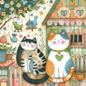 HUACAN Cross Stitch Sets Cat Animal Printed Patterns House Handmade 11CT Needlework DMC Thread Home Wall Decoration