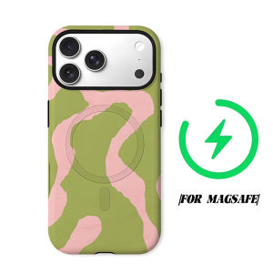 BILIBILI | Green Pink Abstract Swirl Phone Case for iPhone 18 17 16 15 14 13 12 11 Air Pro Max Plus Double-layer Cover