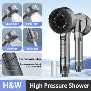 H&W High Pressure Shower head Bathroom Massage Handheld Filter Shower Head One-Button Water Stop Bathroom SPA 4 mode
