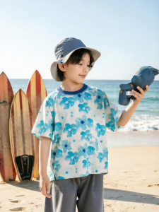 Floral Print Gradient T-Shirt Breathable Colorfast