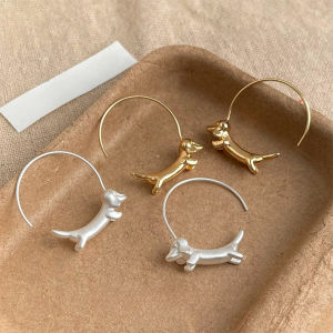 Matte Dachshund Ear Rings Niche Luxury Design Sense Cute Fashionable and Versatile Earrings Creative Personality Jewelry Gifts