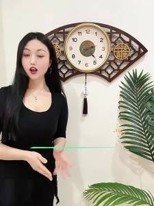 Compas | New Chinese Style Fan Shaped Wooden Silent Luxury Wall Clock