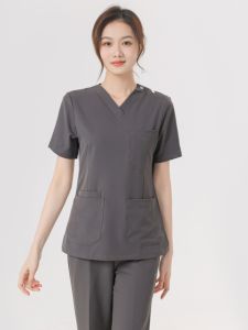 High-End Scrub Set Dental Office Pet Hospital Mens Short Sleeve Elastic Two-Piece Suit Work Uniform Medical Staff Outfit