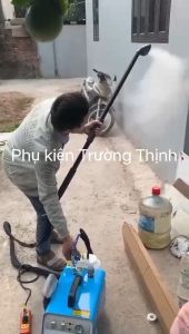 Bộ bàn ủi + Nồi hơi mini dạng đứng công nghiệp chuyên dụng ủi Rèm đồ thời trang có bánh xe di chuyển