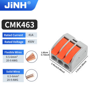 JinH | JINH 5-50Pcs CMK46 Quick Clip On Wire Terminal Block 2/3 Port Cable Connector for Household Lighting Wiring 0.5-6mm ²/28-11AWG