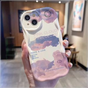 Purple Sky Compatible for IPhone 15 Plus 11 14 13 12 15 Pro Max XR X XS Max 15 7Plus 8plus Wavy Curved Edge Glossy