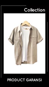 Kemeja Cosmo Anak Laki Laki Umur 12 Tahun Lengan Pendek  Abu Polos Korean Style 2023