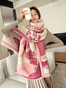 Womens Scarf Autumn and Winter Korean Style Reversible National Style Air Conditioning Shawl Dual-Use New Arrival All-Matching Warm Thickened Scarf Cloak