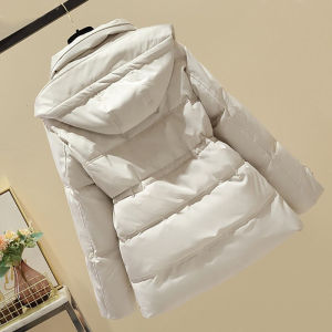 Womens Winter Fur Coat down Cotton Jacket Waist-Cinching Parka Style Long Sleeve Zipper Closure Mid-Length Commute Style