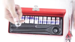 Reaim Obeng Kunci Socket Set 1/2 Inch 12 Pcs Socket 8 - 24mm Ratchet Spanner Box Besi kunci socket