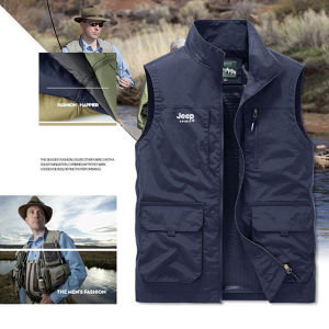 JEEP SPIRIT New Middle-aged and Elderly Spring and Autumn Multi-pocket Quick-drying Waterproof and Scratch-resistant Multi-functional Outdoor Leisure Fishing Vest