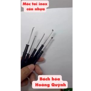 Cây móc tai inox cán nhựa đen 11.2 cm cây móc ráy tai vệ sinh tai.