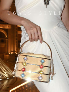 UGALS | Metallic Vintage Style Bejeweled Velvet Bucket Bag