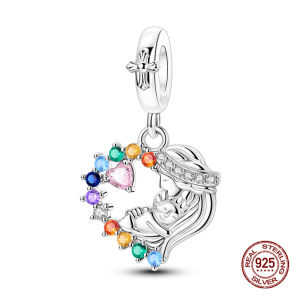 925 Bạc Zirconia Đức Mẹ Đồng Trinh Chữ Thập Hạt Charm Phù Hợp Với 3mm Vòng Tay Dành Cho Nữ DIY Mỹ Món Quà Trang Sức Cổ Điển Sterling Charm