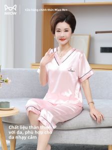 Bộ đồ ngủ nữ MiiOW bằng lụa băng tay ngắn thoải mái và rộng rãi