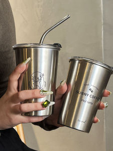 BIZE | Stainless Steel Thermal Mug with Straw Dual Drinking Portable 500ml