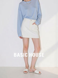 Basic House | High Waist Cotton A-Line Mini Skirt