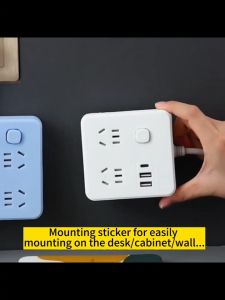 Protable Socket Extension Cord Power Strip Flat Plug Socket Travel Power Strip with 3 USB & Type-C Port Plug