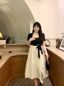 simple elegant black white fitted long dress for summer beach dress for party formal plus size