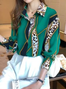 Desain Leopard Print Untuk Kemeja Chiffon Panjang Musim Panas