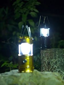 ไฟแคมป์ปิ้ง ตะเกียงแคมป์ปิ้ง 2in1 โคมไฟแคมป์กลางแจ้งย้อนยุค แคมป์ไฟแบบพกพา  LED