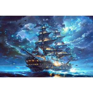 Enchanted Majestic Sailing Ship Ocean Artwork Jigsaw Puzzle 500/1000/1200/2000PCS Stress Relief Puzzle Wall Art Decor Gift