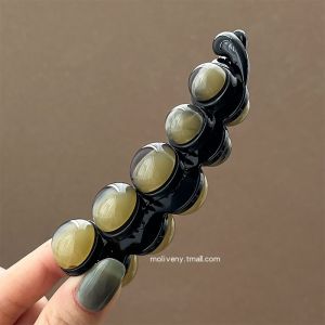 Elegant Womens Ball Hair Clip High-End Fashionable Vertical Banana Clip Resin Hair Accessory from Japan and South Korea