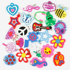 48pcs Pendants DIY Colorful Loom Rubber Band Bracelet Jewelry Making Beads Toy Colorful Animal Flower Beads Random Style 2023