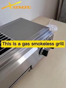 XINHONG Gas Grill Commercial Stainless Steel Gas Grill Smokeless Gas Barbecue Grill Portable Outdoor Tabletop Barbeque Roaster