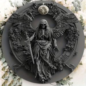 CIFbuy | Witch Wall Art 7.9x11.8 Inch Fantasy Broom Aluminum Metal Tin Sign Animal Home Decor