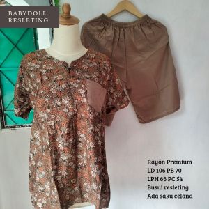 BABYDOLL RESLETING RAYON PREMIUM BUSUI RESLETING SIZE STANDAR MEDIUM JUMBO LD 100 - 120 CM SETELAN WANITA BAJU SANTAI
