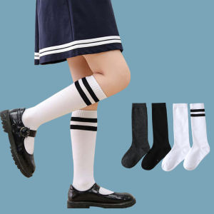 BEIYUEYIXUAN | Black Half-Thigh Length Striped Socks