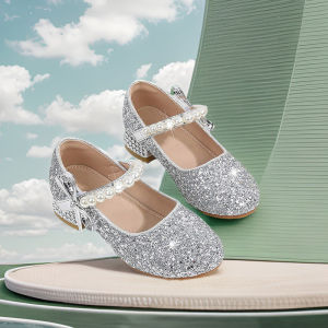 MENGBEIHUAN | Gold Silver Crystal Princess Shoes for Girls High Heel Party Wear