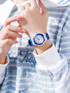 Childrens Quartz Watch Waterproof Shockproof Boys Girls Pointer Style Rubber Band Night Light round Face School Wristwatch