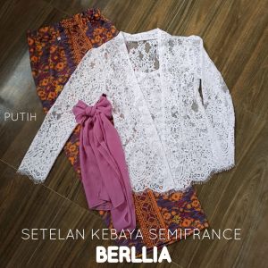 dOoOb Setelan Kebaya Brokat Semifrance Berllia dan Rok Kamen Moscreft Songket Batik Endek Stretch Free Selendang Pengantin Pesta Wisuda Modern