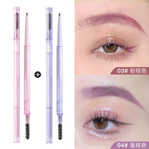 Gellas Ultra Fine Brown Pink Eyebrow Pencil Dual Pack Long-lasting Color Cosmetics Waterproof Wild Purple for Women