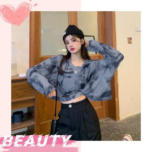 LHMonday สินค้าแนะนำ🔥 เสื้อยืดครอปแขนยาวลายมัดย้อมมี2สีให้เลือก เสื้อยืดผ้านิ่มเด้งใส่สบายมากนะสาวๆ🎉