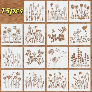 15PCS Large Stencil Templates – 6*6inch Reusable Painting Set for Wall Fabric DIY Crafts